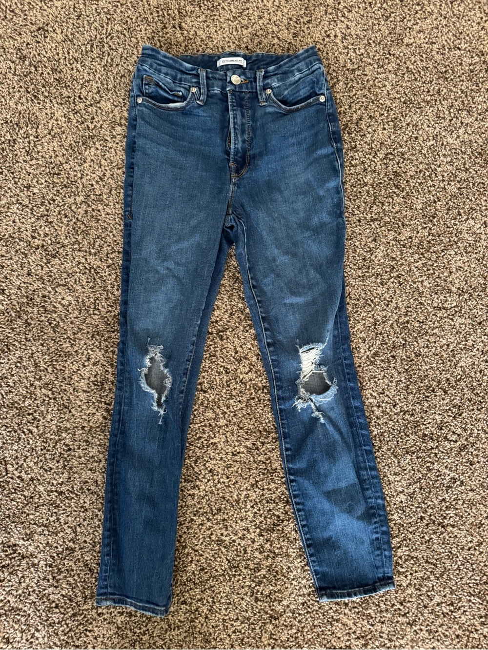 Good American Good Legs Crop Distressed Jeans